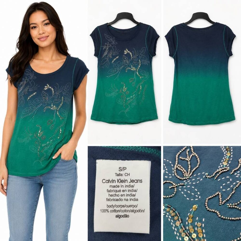 Calvin Klein SMALL Two-tone Blue Top